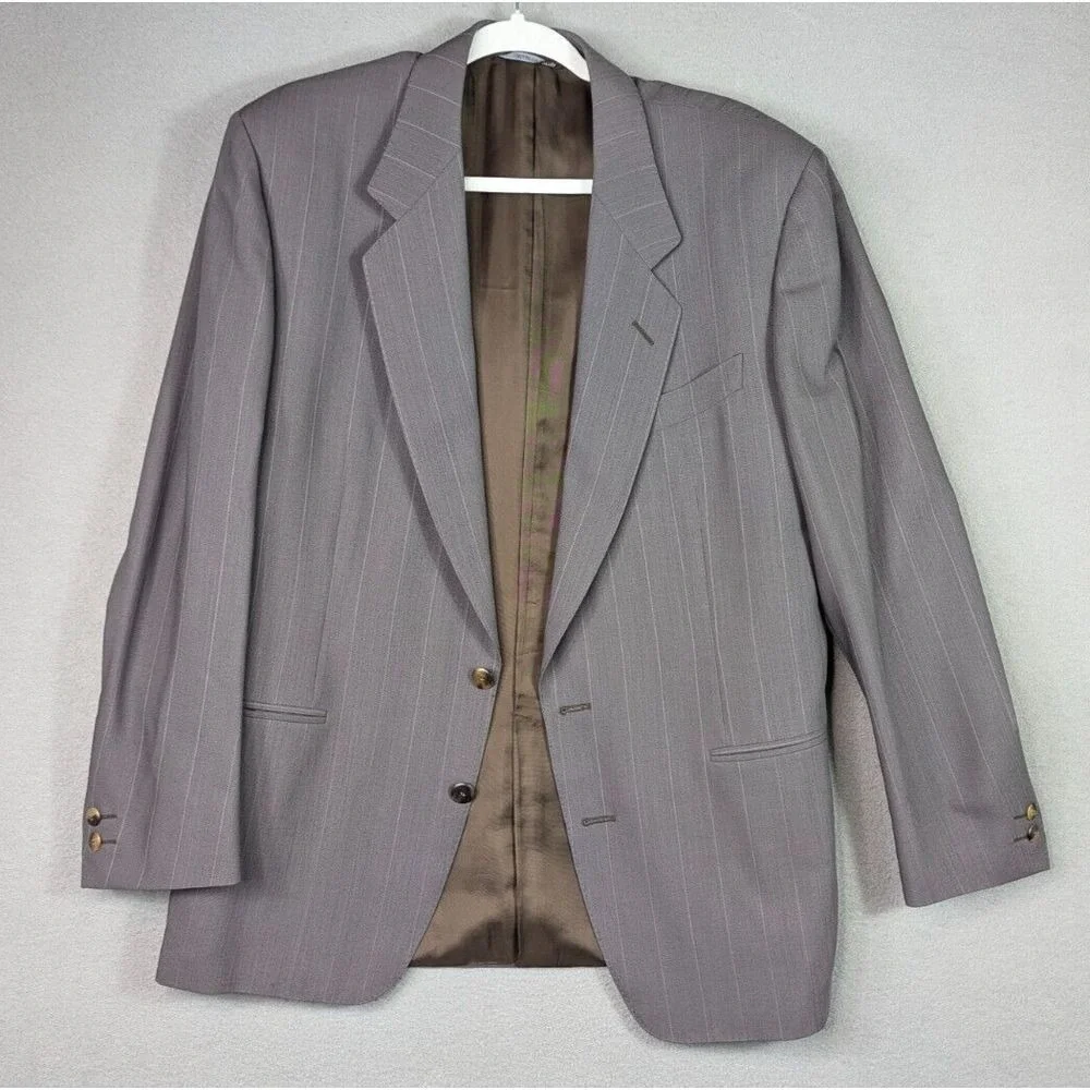Gianni Daveri Wool Suit Men's 50R Cupro Stripe Italy Business Formal Office Work